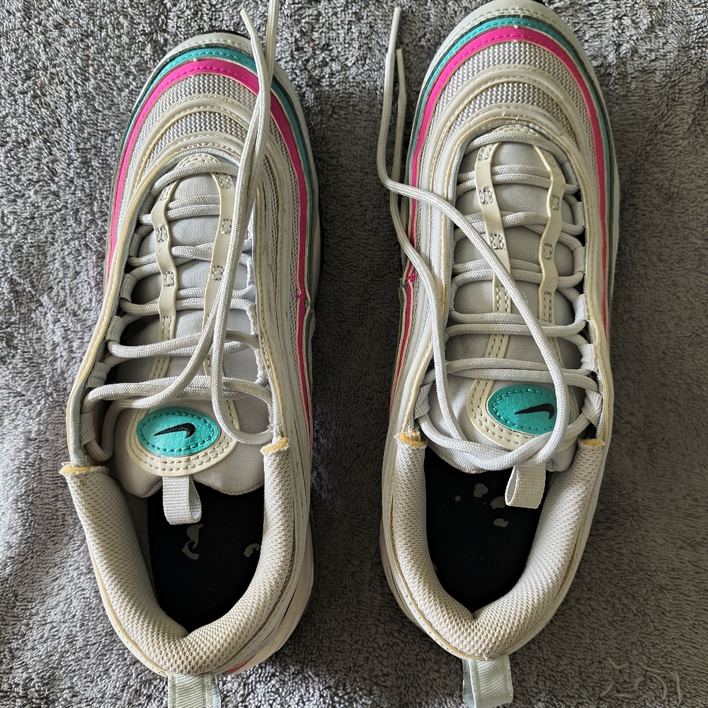 Nike Women's Air Max 97 Pure Platinum Black Pink Prime Sz 8.5 School (Tiny Flaw) - Picture 8 of 14